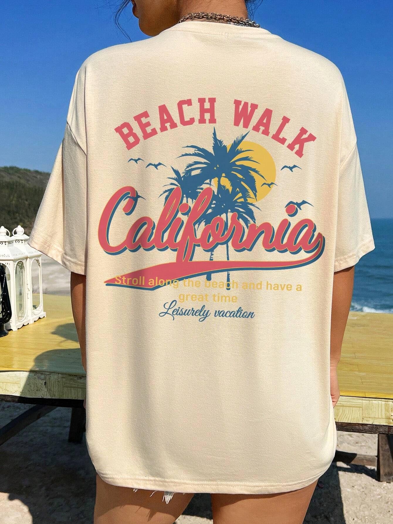 California Dreams Beach Walk Vintage Back-Print T-Shirt