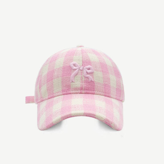Coquette Girly Bow Embroidered Cotton Baseball Cap