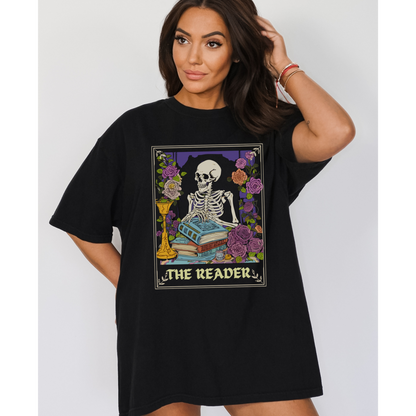 Discover the magic within and make this captivating tee your new favorite piece. Get your "The Reader" Tarot Card Graphic Tee now and embrace the enchanting fusion of literature and the mystical world of tarot