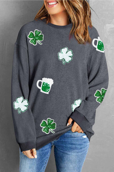 St. Patrick's Day Sequin Clovers Sweatshirt