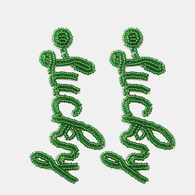 LUCKY Green Beaded St. Paddy's Day Dangle Earrings