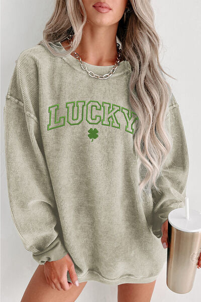 LUCKY Embroidered Sweatshirt For St. Patrick's Day