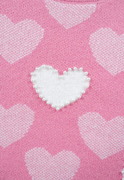 Pink Pearl Heart Sweater